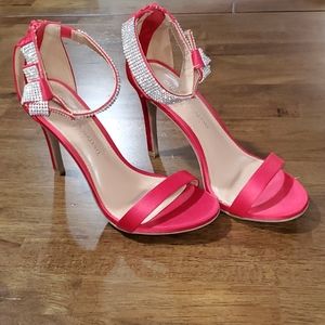 Red Ankle Strapped Heels with Ankle Detail Size 6